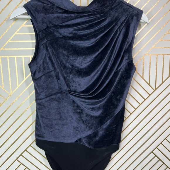 RTA Julie Draped Velvet Bodysuit in Navy - XS - Picture 5 of 11